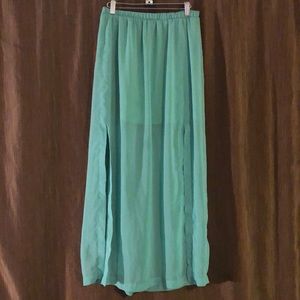 Turquoise maxi skirt with slit